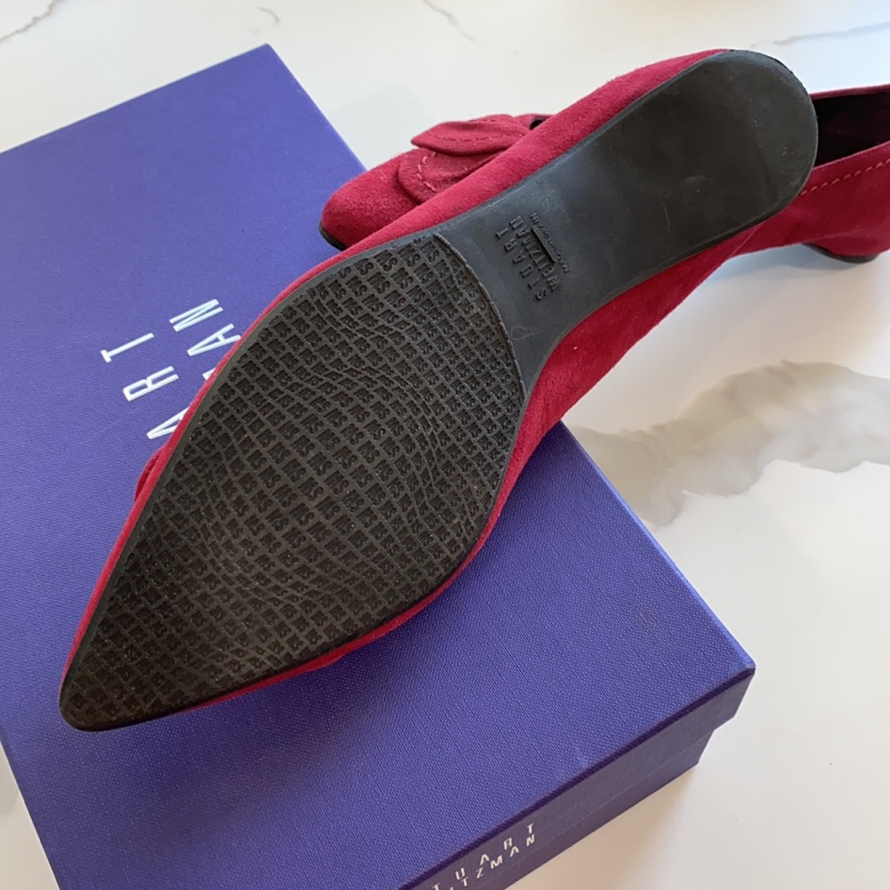 Stuart Weitzman Size 8.5 M Scarlet suede Lotrios Pointy toe leaf flats - Picture 3 of 5